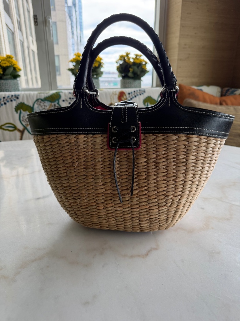 Vintage Coach Soho woven straw basket handbag